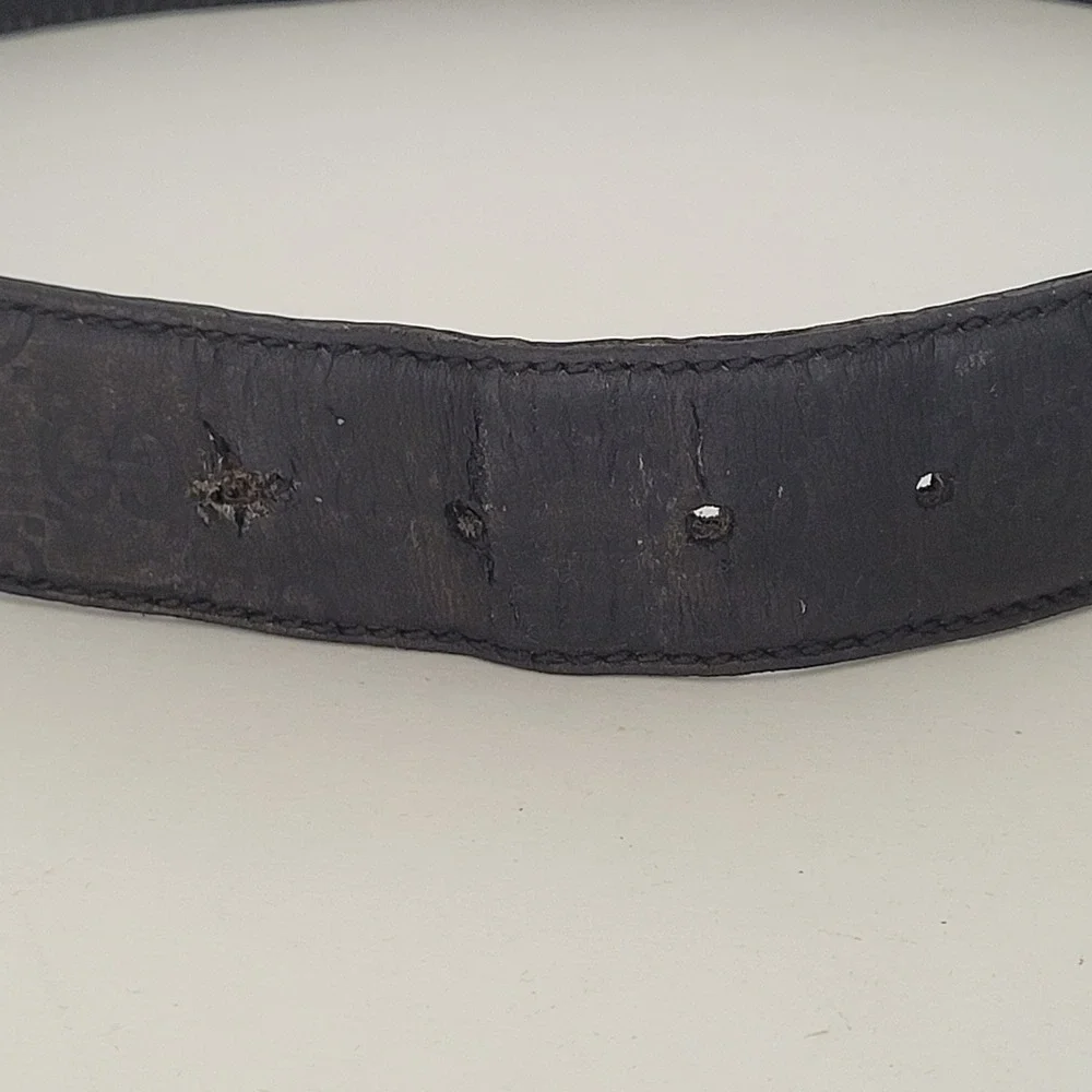 Gucci Guccissima Black Leather Belt‎ 146429 Square Buckle Size 90 36 Mens
